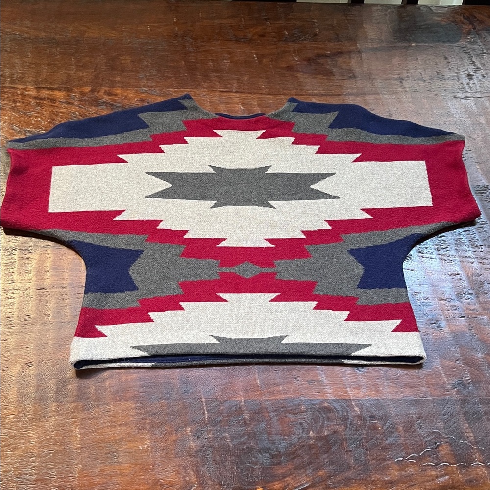THML Aztec Tribal Top Blanket Shirt Sweater Cropped Multicolor Size S (EUC) - Picture 4 of 10